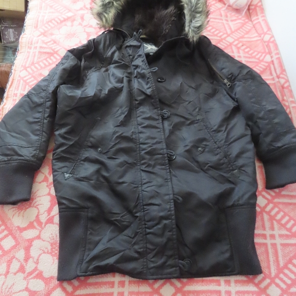 I. Spiewak & Sons military style Womens Button Jacket parka faux fur hood M - Picture 1 of 8